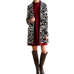 Anthropologie Tabitha Fair Isle Heart Sweater Coat